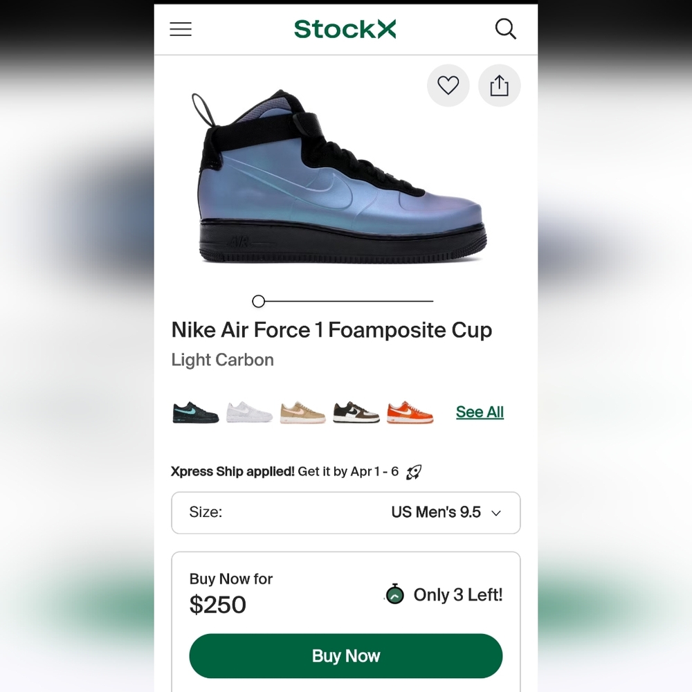 Nike Air Force 1 Foamposite Cup — Iridescent Blue-Purple with Black - Picture 7 of 7